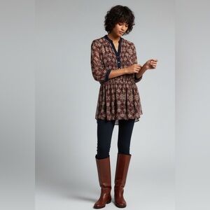 Club Monaco Sheer Paisley Tunic Blouse M Career Business Casual